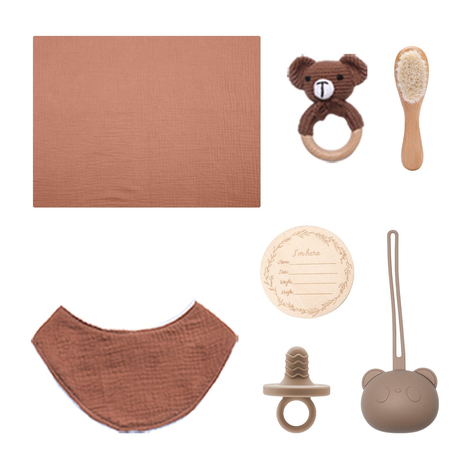 Baby Gift Set – Bamboo Bath Towel, Wool Brush & Soothing Pacifier