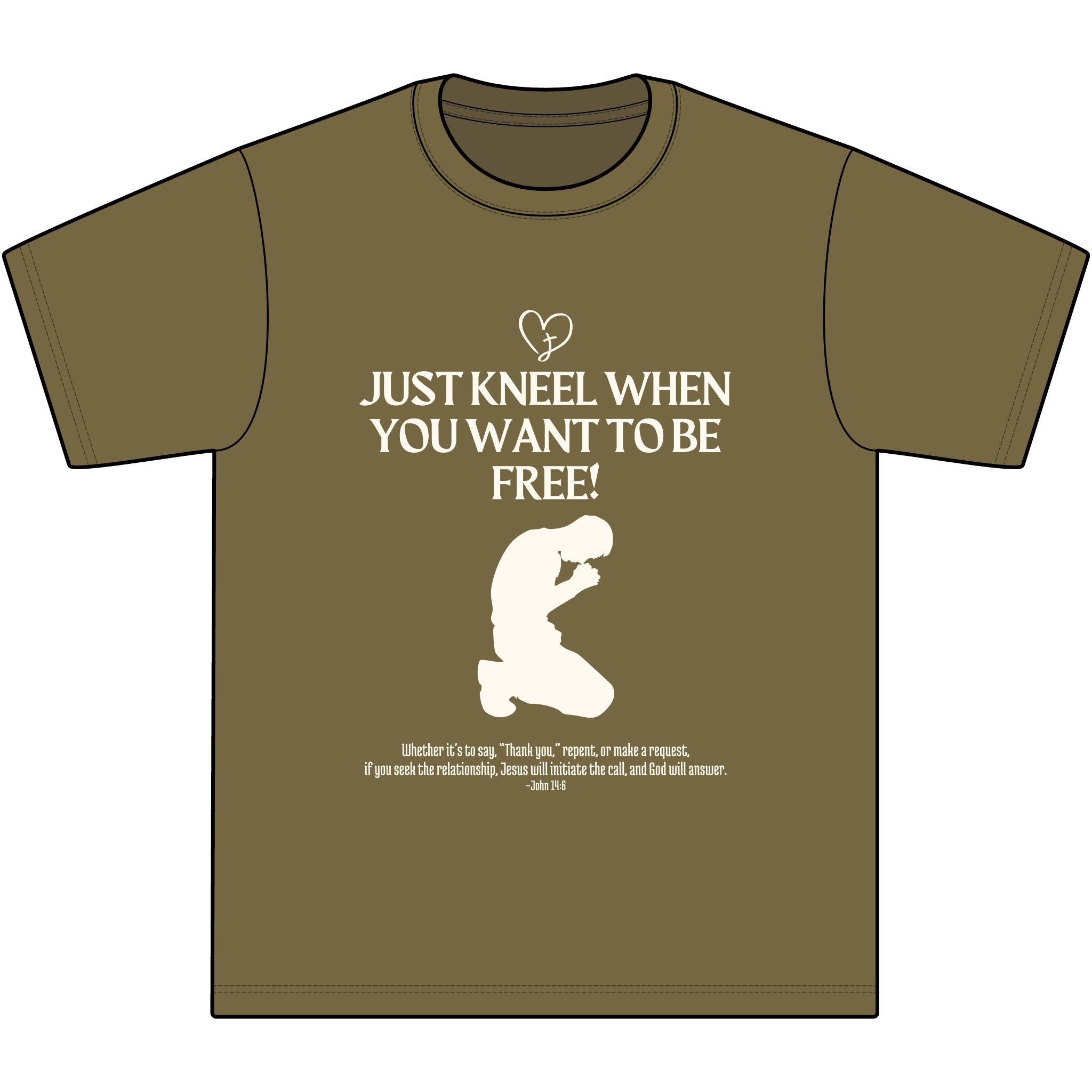 "Just kneel when you want to be free," ~John 14:6-Unisex Max Heavyweight Short Sleeve S-7XL