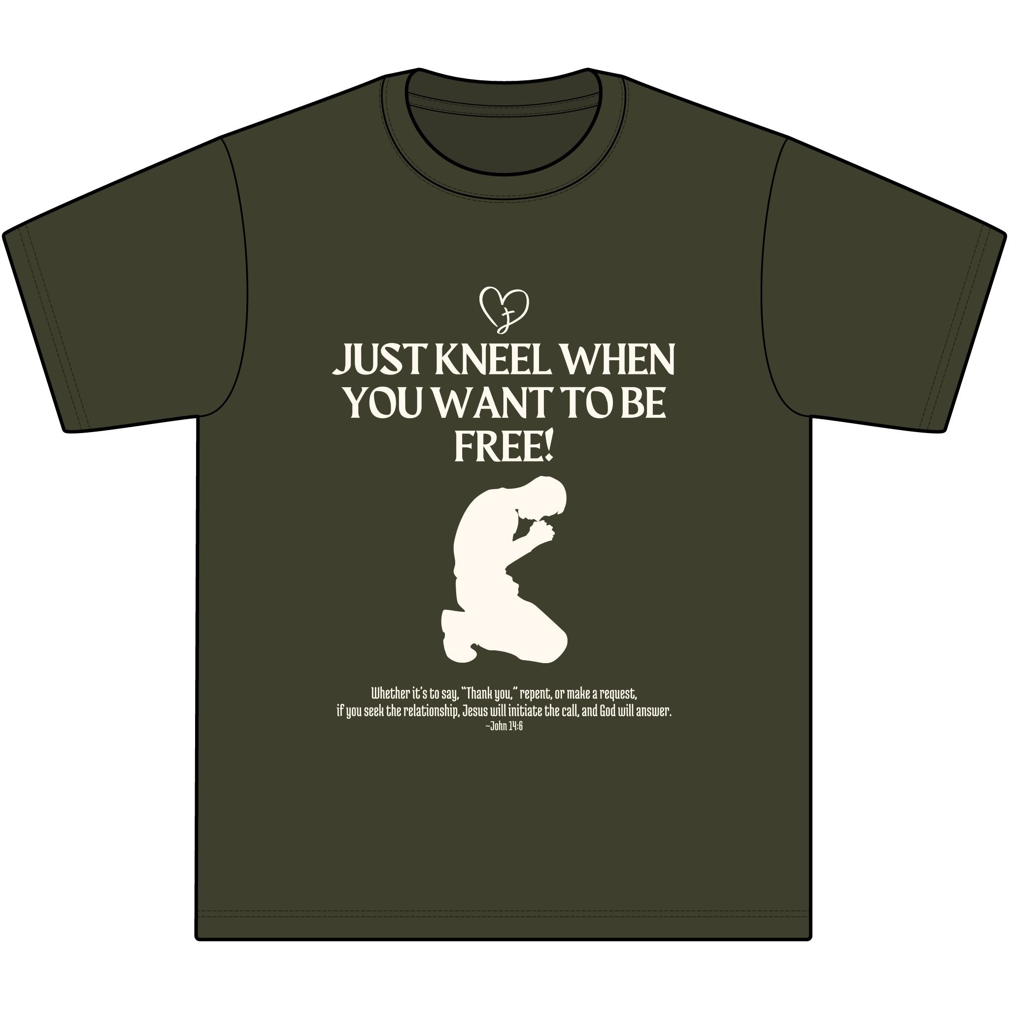 "Just kneel when you want to be free," ~John 14:6-Unisex Max Heavyweight Short Sleeve S-7XL