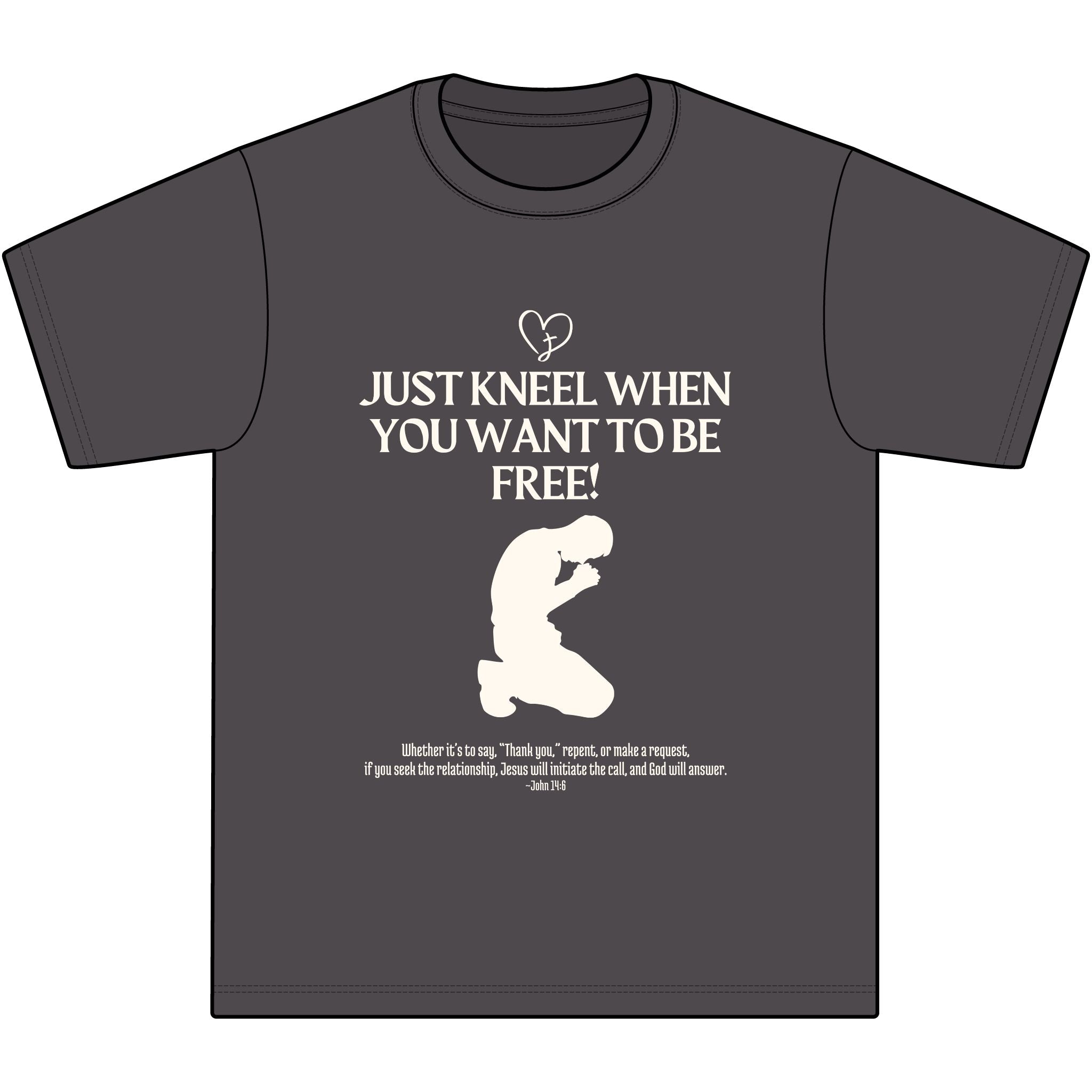 "Just kneel when you want to be free," ~John 14:6-Unisex Max Heavyweight Short Sleeve S-7XL