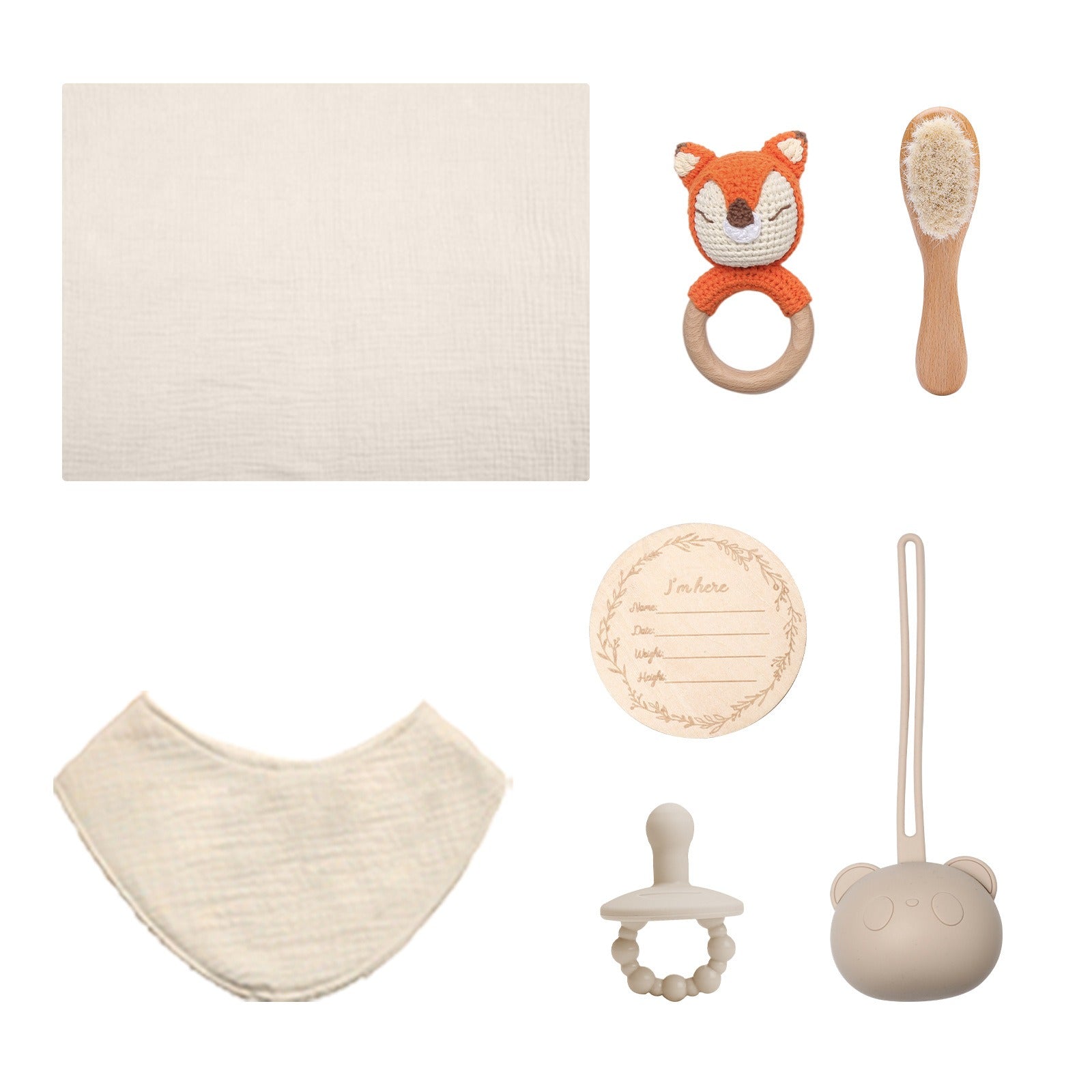 Baby Gift Set – Bamboo Bath Towel, Wool Brush & Soothing Pacifier