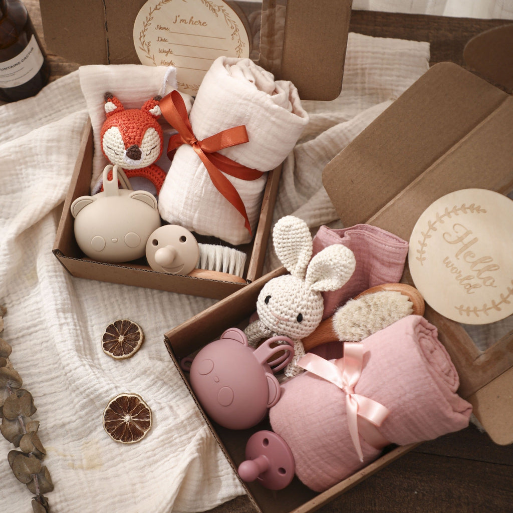 Baby Gift Set – Bamboo Bath Towel, Wool Brush & Soothing Pacifier