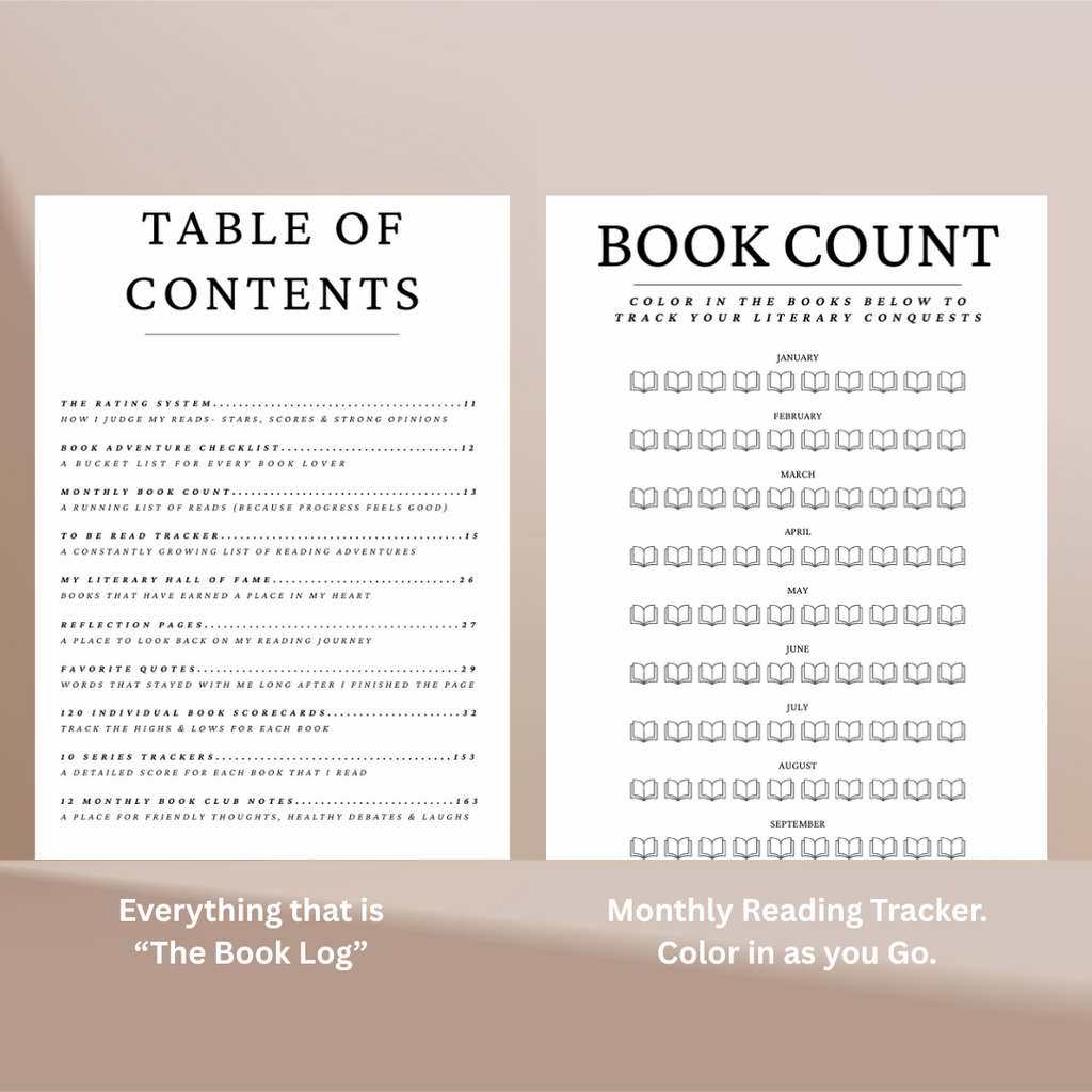Reading Journal for Book Enthusiast - Hardcover Book Log with 120 Review Pages