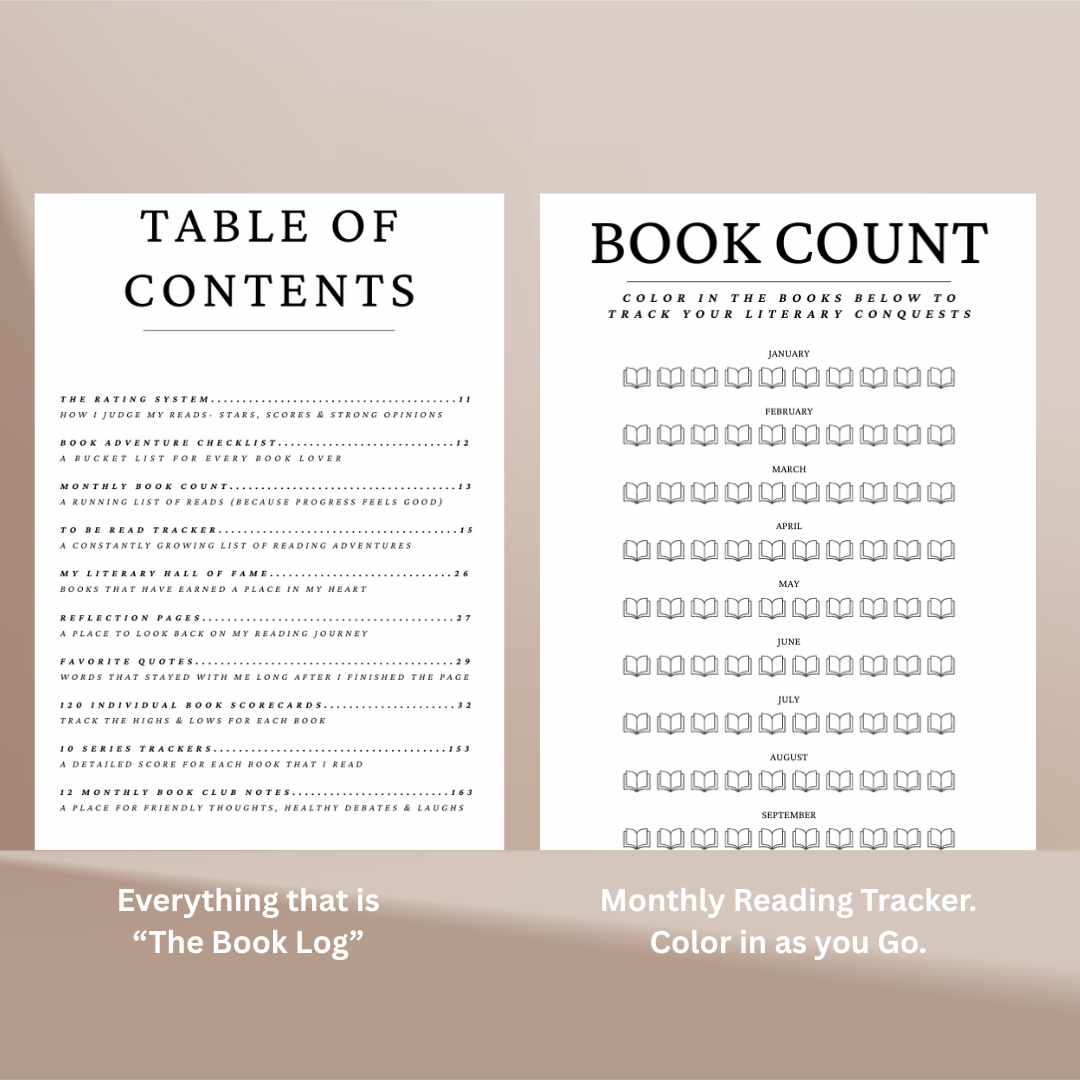 Reading Journal for Book Enthusiast - Hardcover Book Log with 120 Review Pages