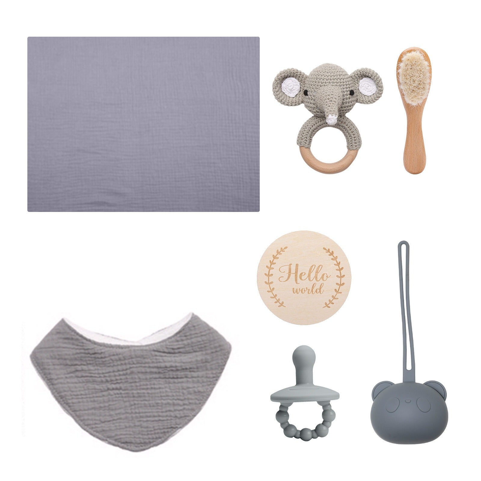Baby Gift Set – Bamboo Bath Towel, Wool Brush & Soothing Pacifier
