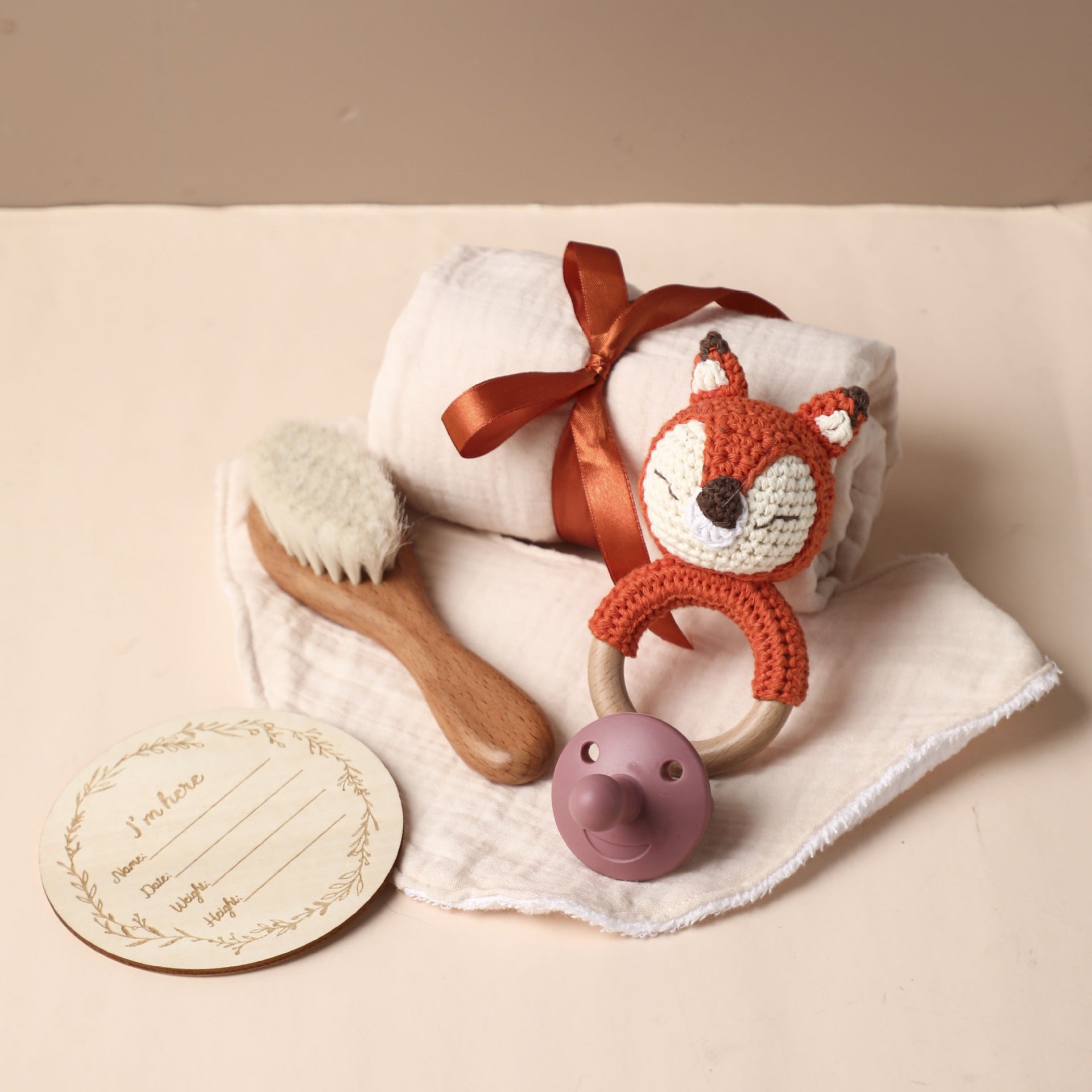 Baby Gift Set – Bamboo Bath Towel, Wool Brush & Soothing Pacifier