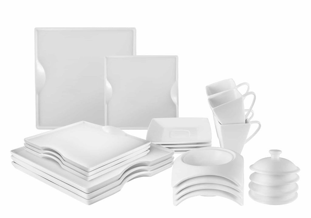 Elegance and Elevation/Square Porcelain Dinnerware Set