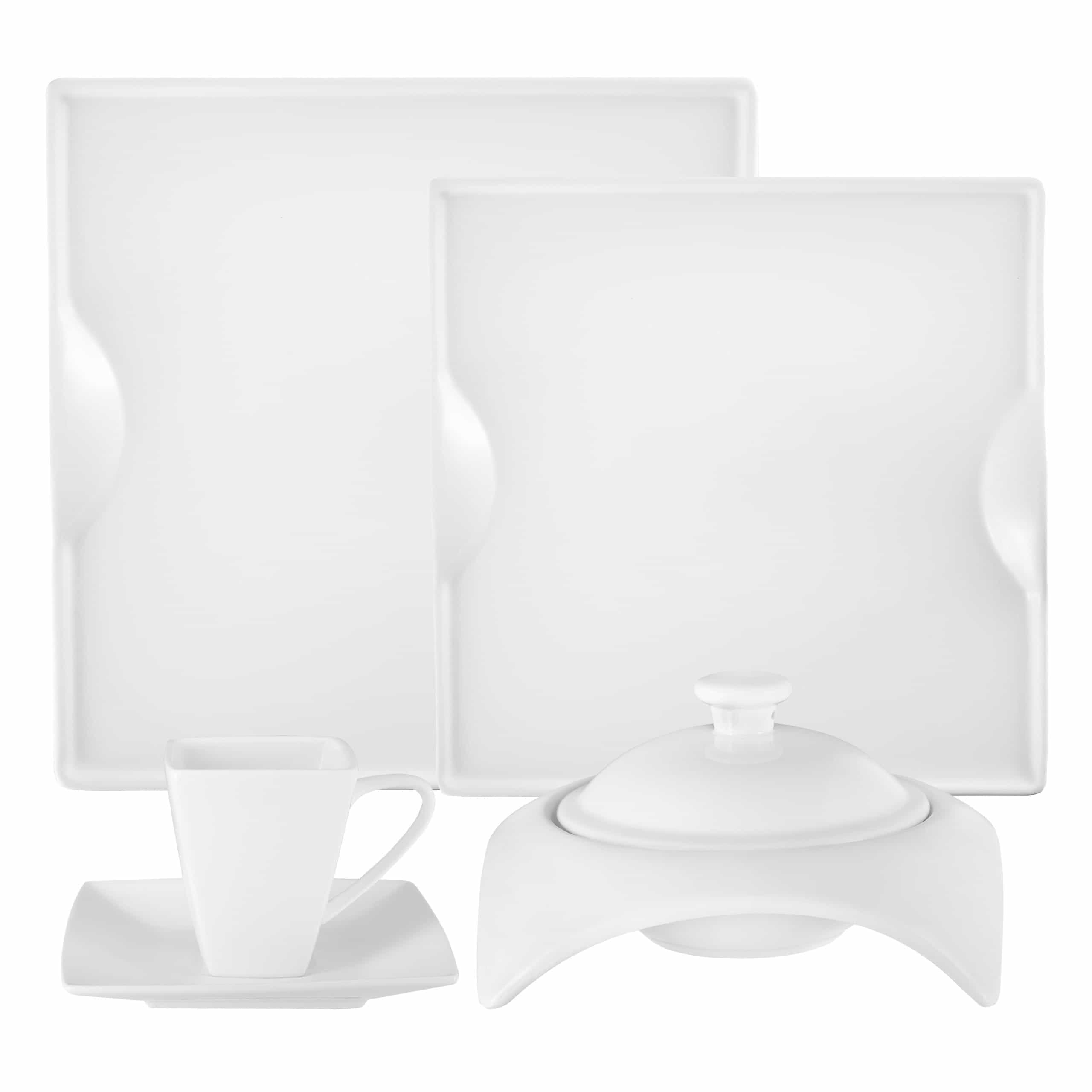 Elegance and Elevation/Square Porcelain Dinnerware Set