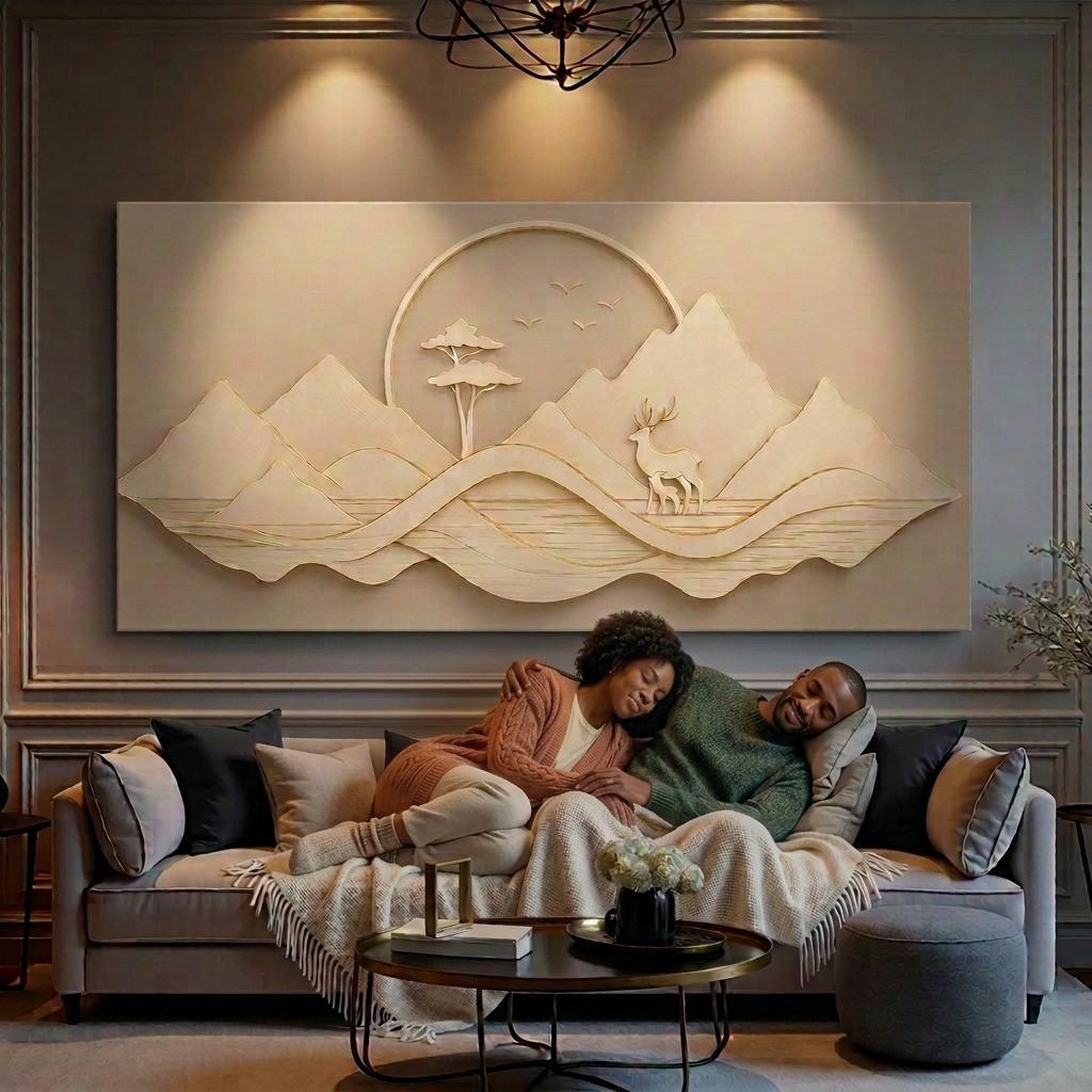 Couple cuddling with her head resting more fully on his chest