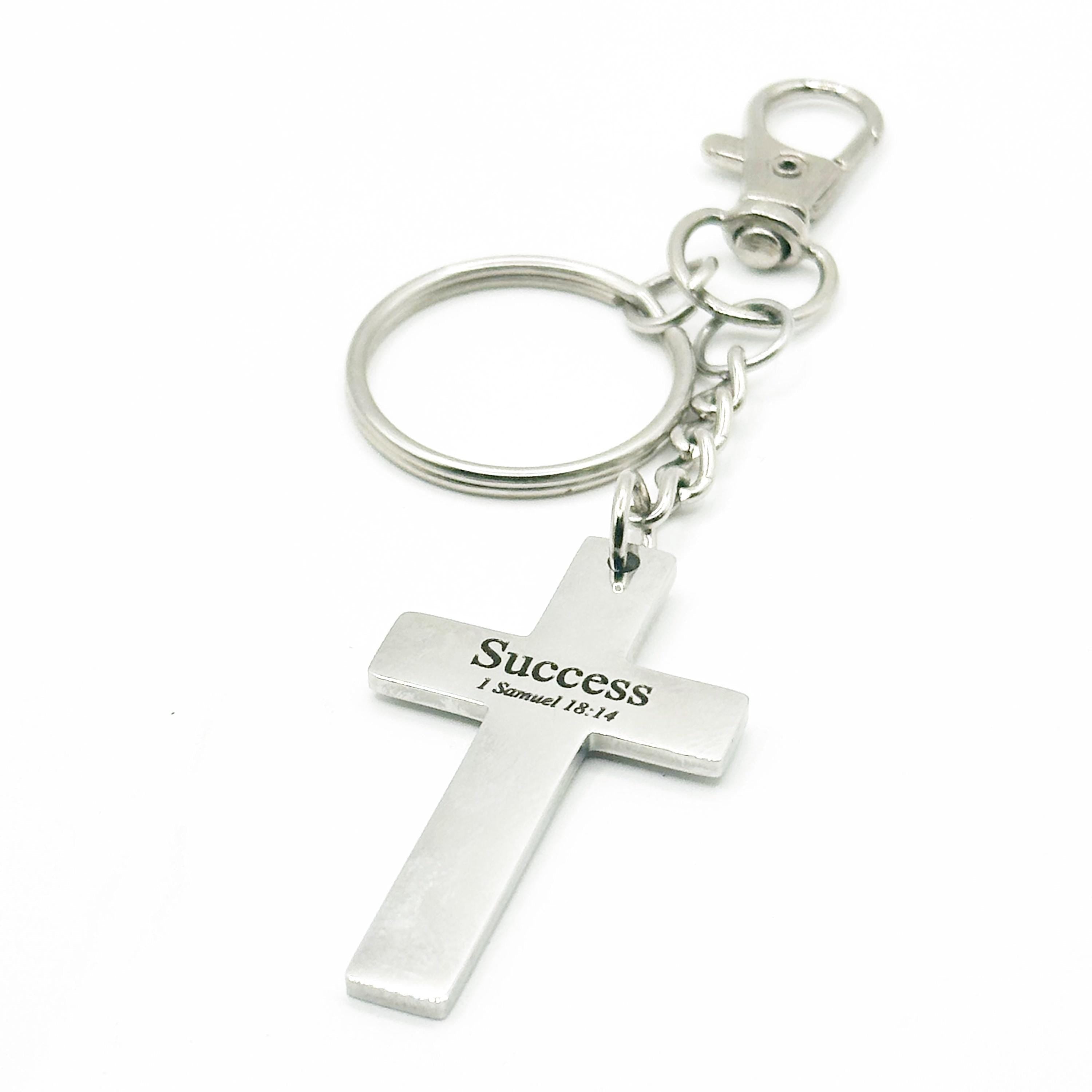 Success Scripture Cross Keychain - Inspirational Bible Verse Gift
