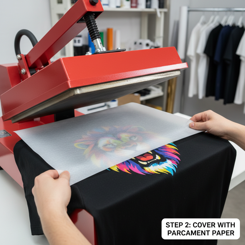 Step 2: Cover transfer with parchment paper