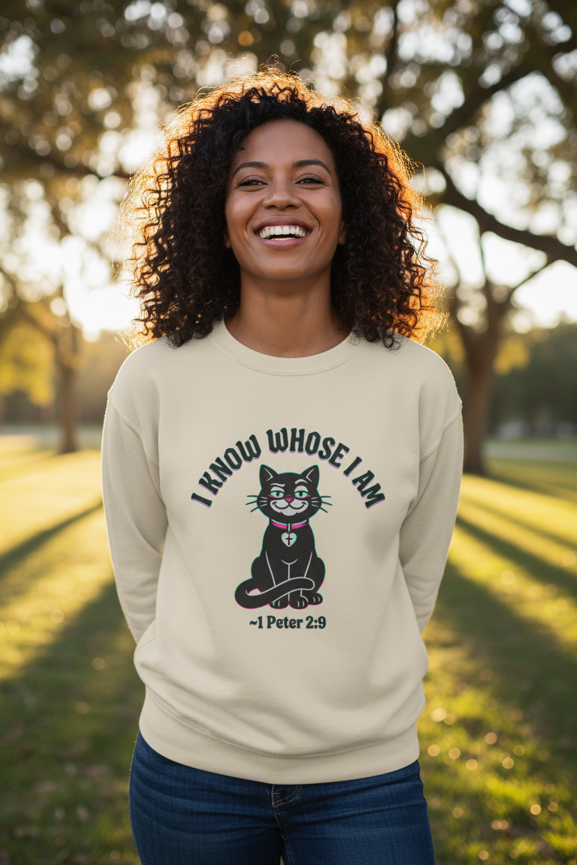 Mixed race woman wearing sand natural crewneck sweatshirt outdoors