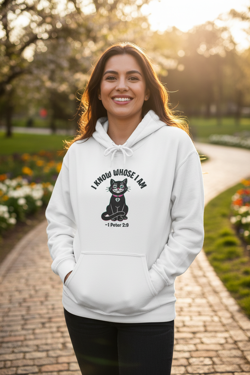 Hispanic woman wearing white hoodie outdoors