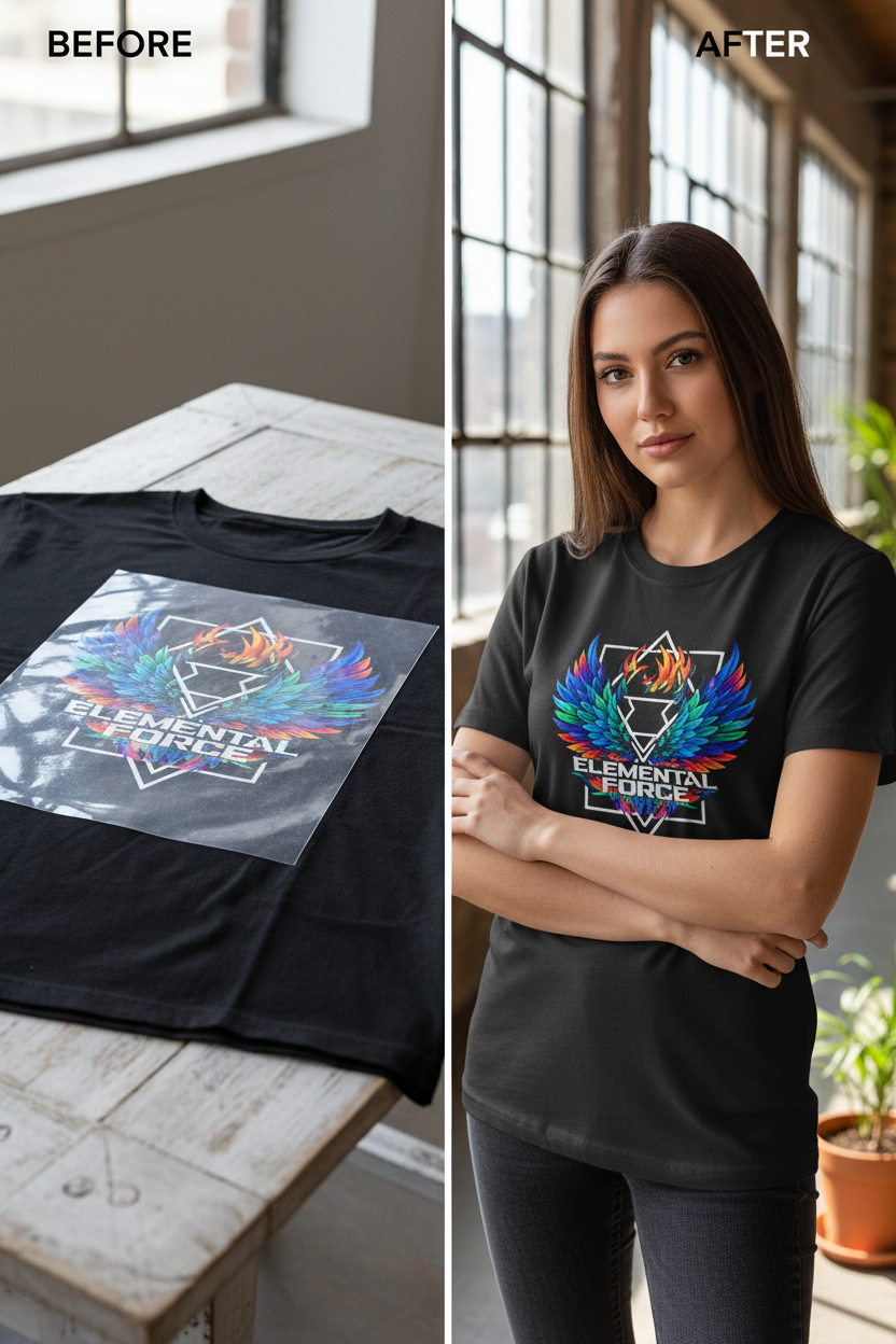Finished t-shirt with professional DTF transfer design