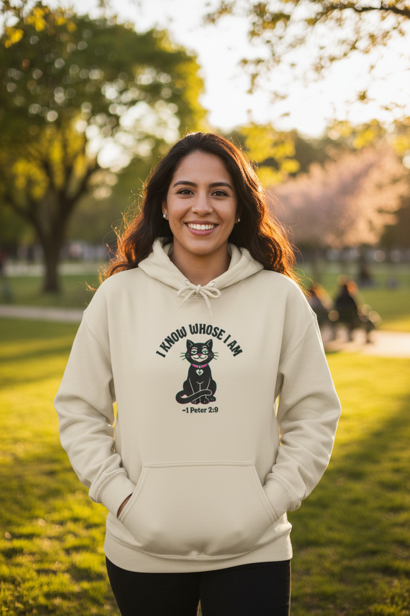 Mexican woman wearing sand hoodie outdoors