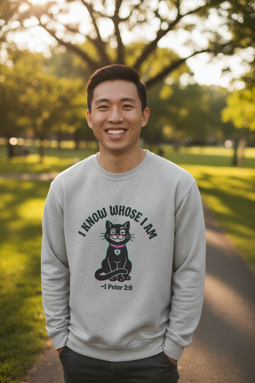 Asian man wearing sport grey crewneck sweatshirt outdoors