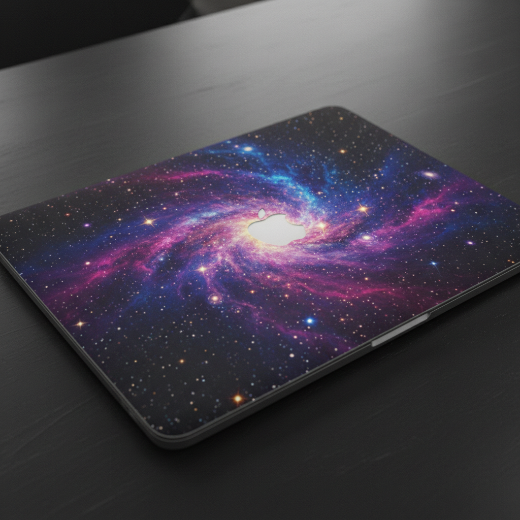MacBook with galaxy space skin design