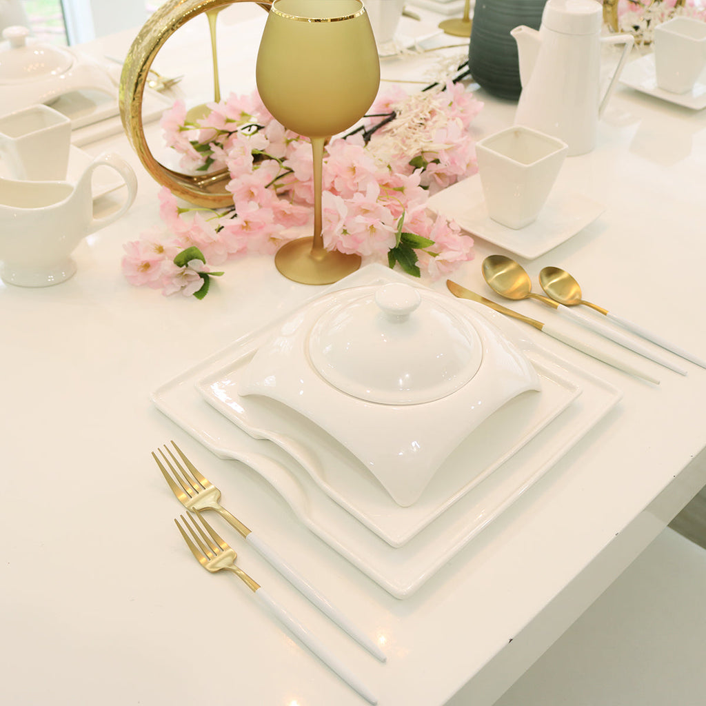 Elegance and Elevation/Square Porcelain Dinnerware Set