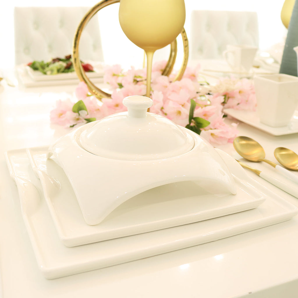 Elegance and Elevation/Square Porcelain Dinnerware Set