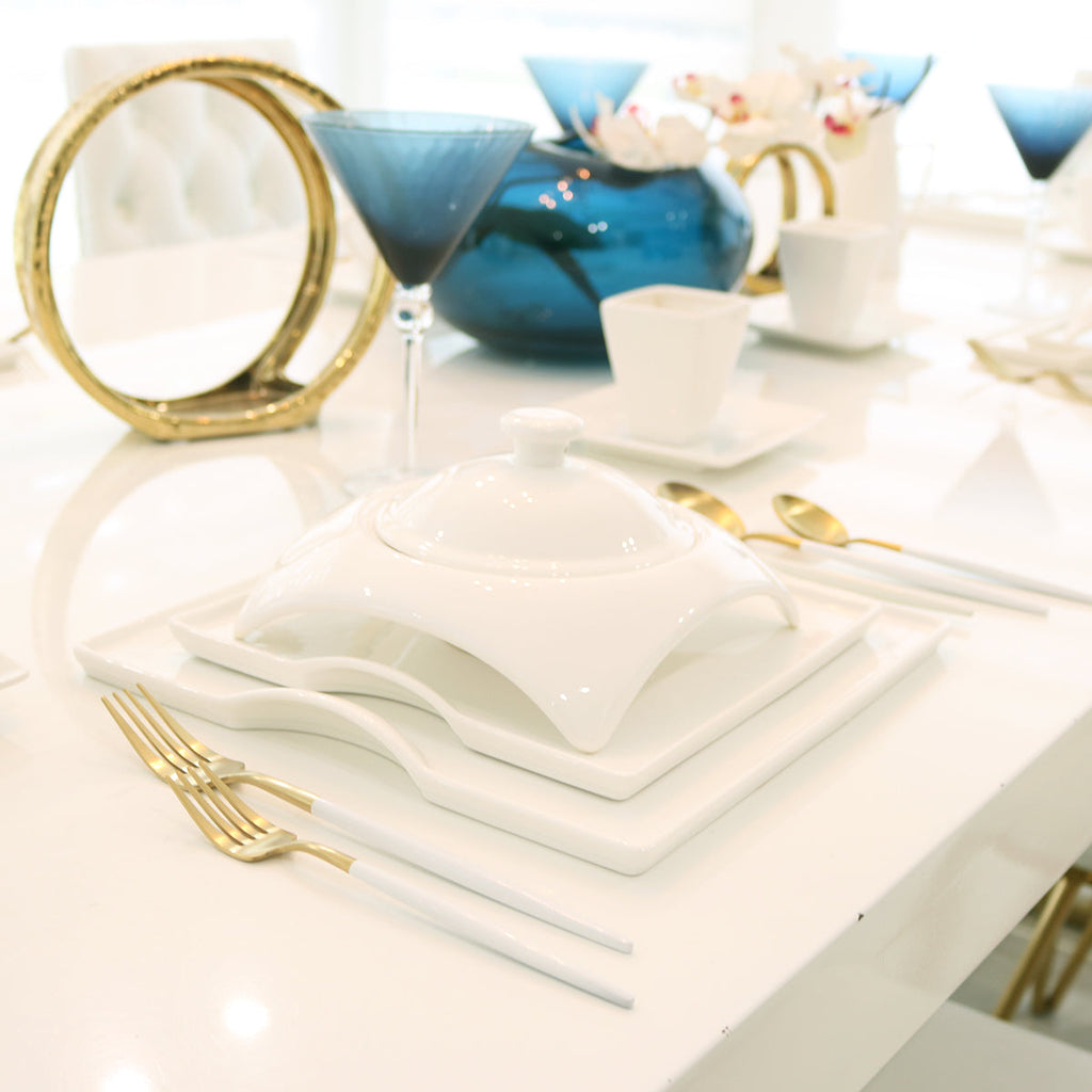 Elegance and Elevation/Square Porcelain Dinnerware Set