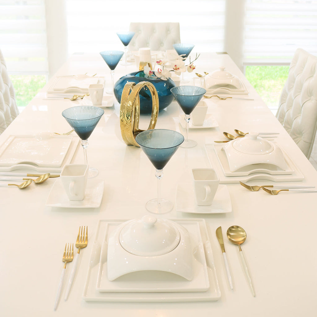 Elegance and Elevation/Square Porcelain Dinnerware Set