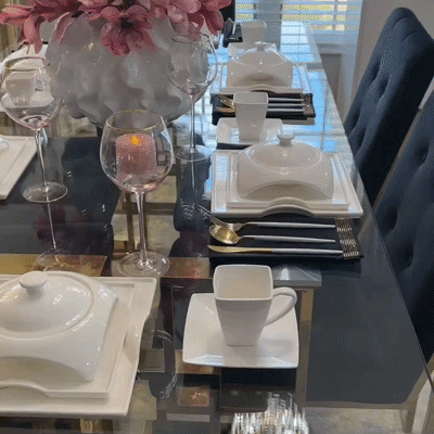 Elegance and Elevation/Square Porcelain Dinnerware Set